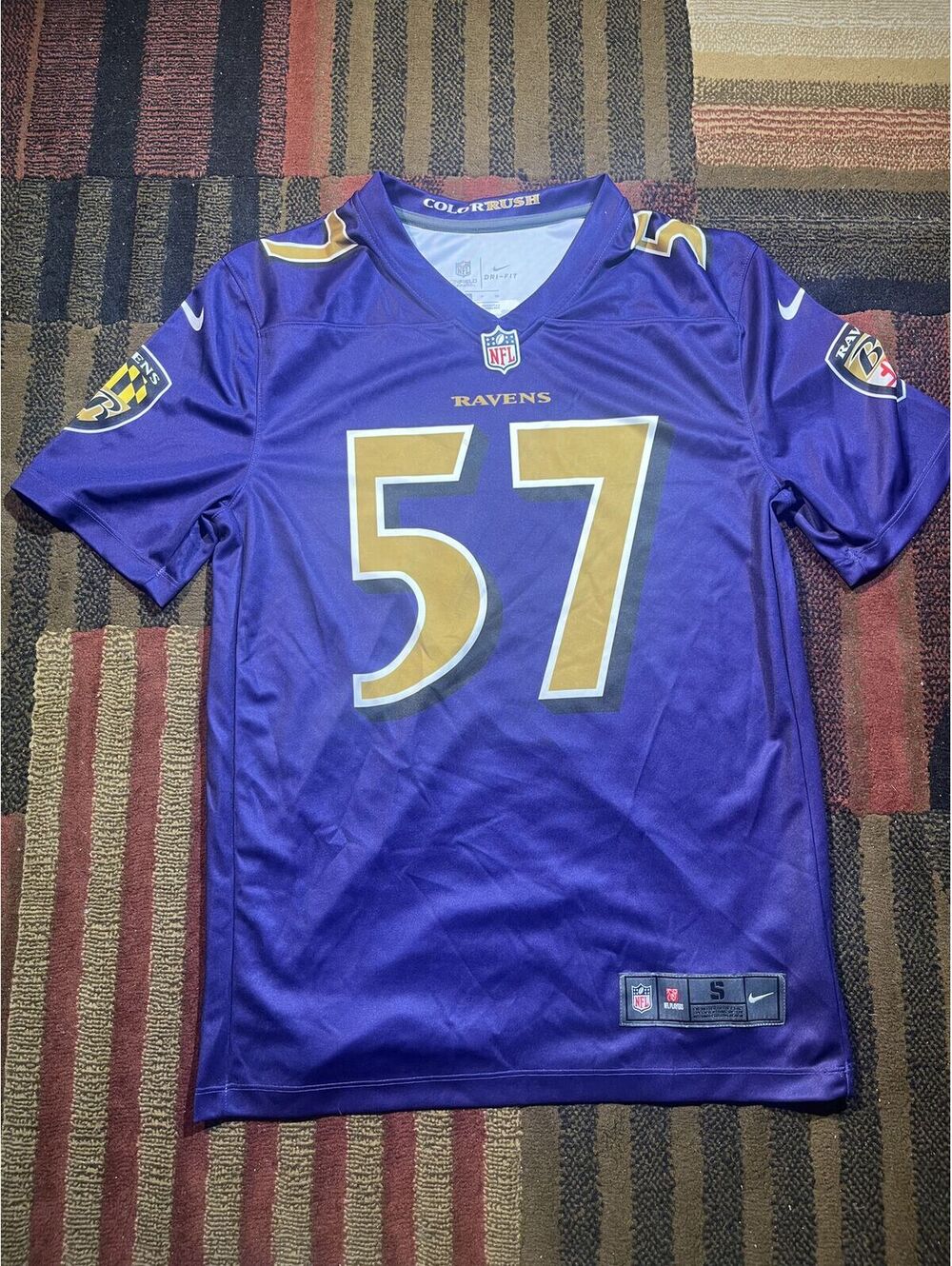 Nike C.J. Mosley Ravens 57 Color Rush Jersey Men's S Purple
